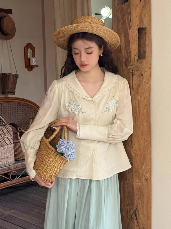 Meadow Letter Embroidery Blouse
