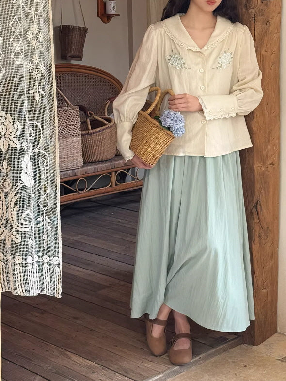 Meadow Letter Embroidery Blouse