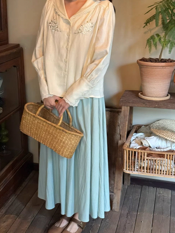 Meadow Letter Embroidery Blouse