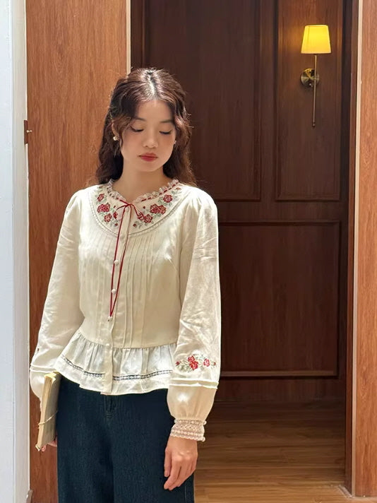 Rose Cross Heirloom Embroidery Blouse
