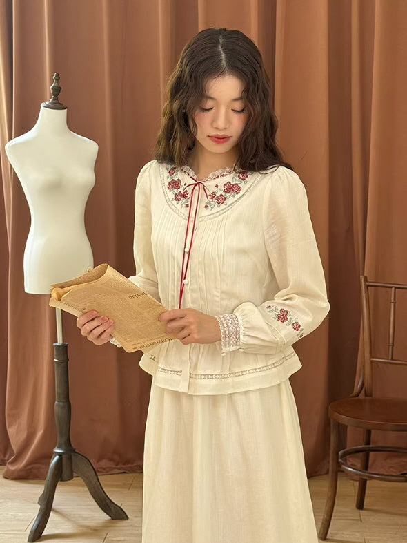 Rose Cross Heirloom Embroidery Blouse