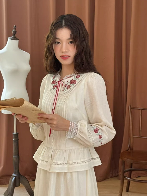 Rose Cross Heirloom Embroidery Blouse