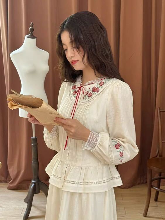 Rose Cross Heirloom Embroidery Blouse