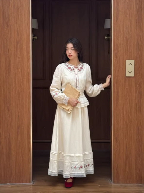 Rose Cross Heirloom Embroidery Blouse