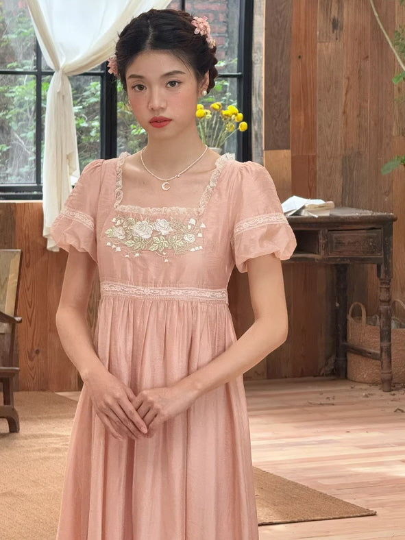 Rose Blossom Regency Dress | Romantic Cottagecore & Fairycore Aesthetic S