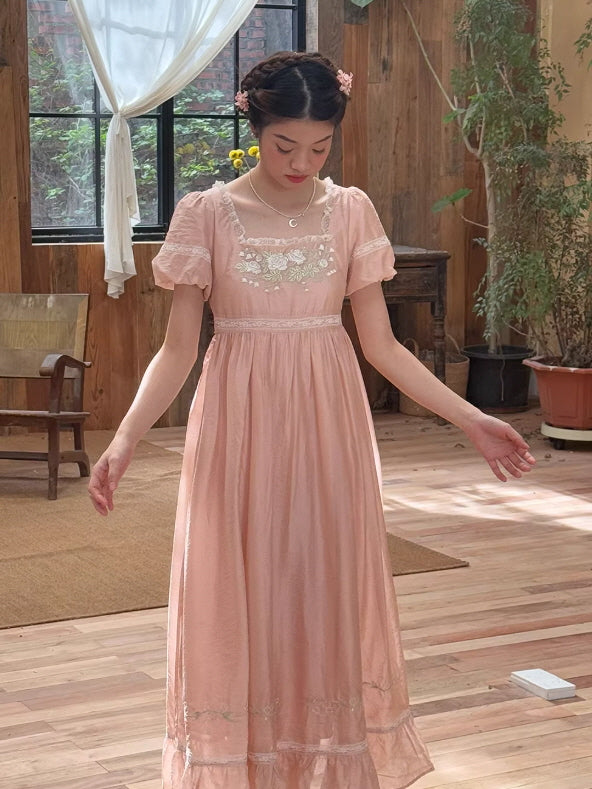 Rose Blossom Regency Dress | Romantic Cottagecore & Fairycore Aesthetic S Rose Blossom Regency Dress | Romantic Cottagecore & Fairycore Aesthetic S