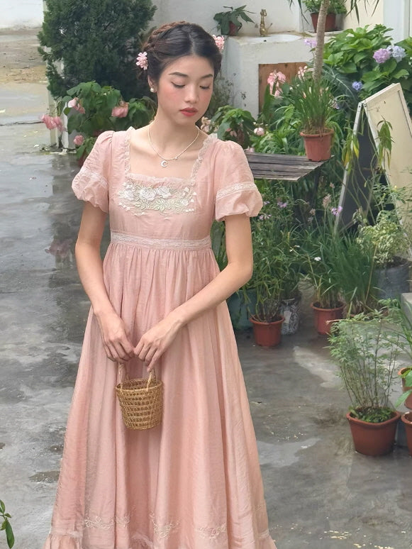 Rose Blossom Regency Dress | Romantic Cottagecore & Fairycore Aesthetic S