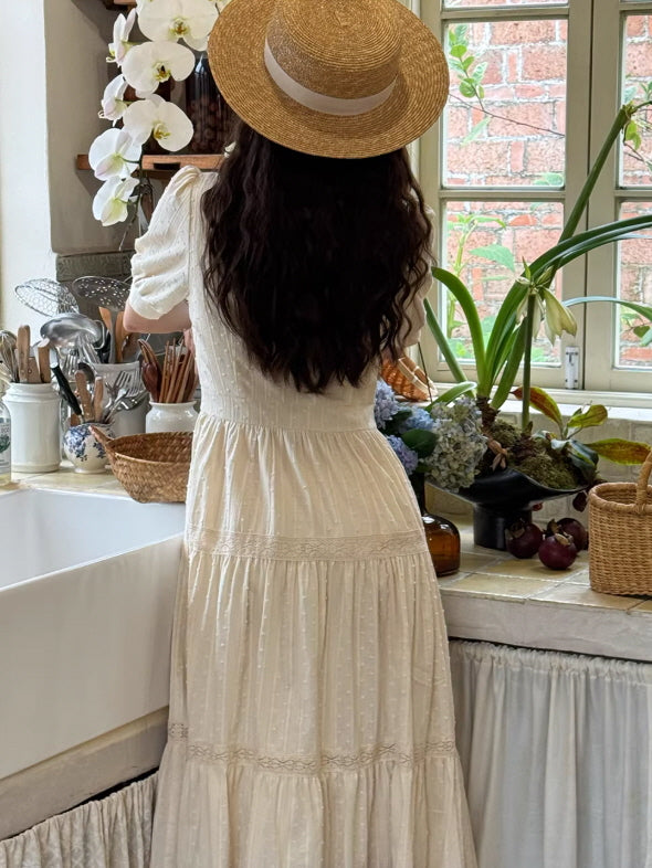 Vintage Grape Embroidered Cottagecore Dress