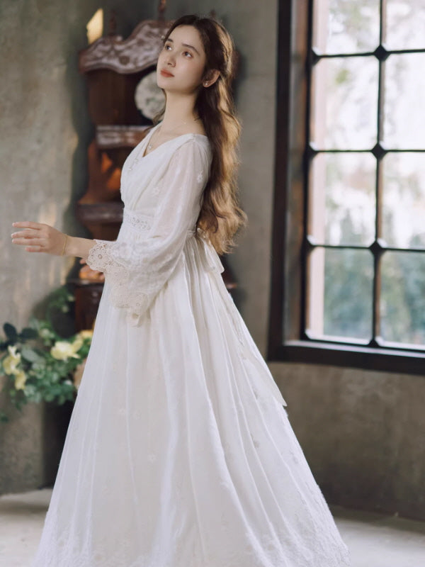 Vintage Cottagecore White Lace Dress