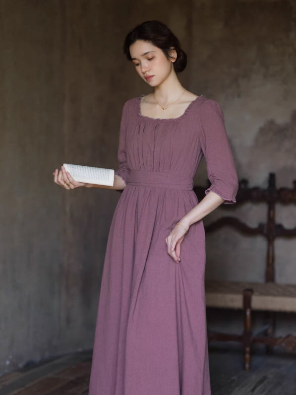 French Countryside Square Neck Dress