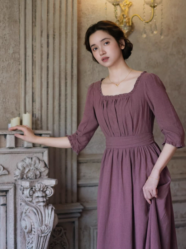 French Countryside Square Neck Dress