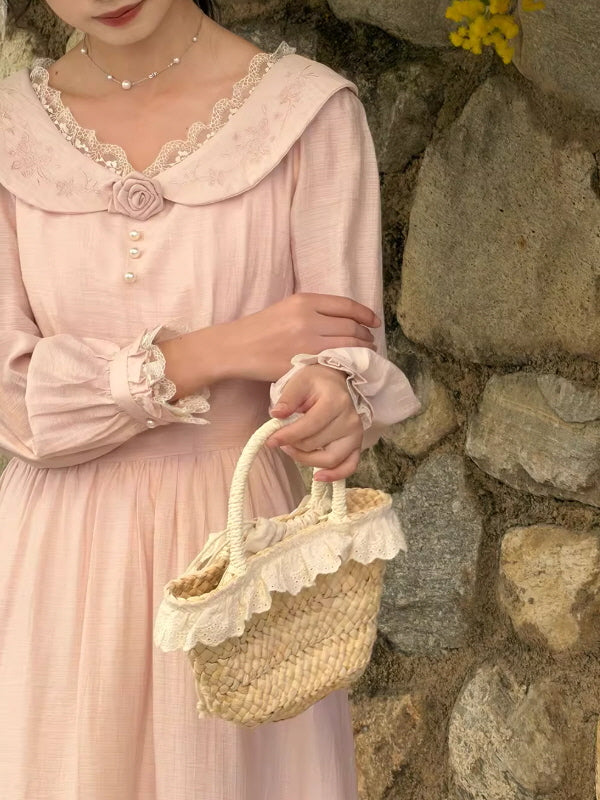 Vintage Embroidered Cottagecore Dress