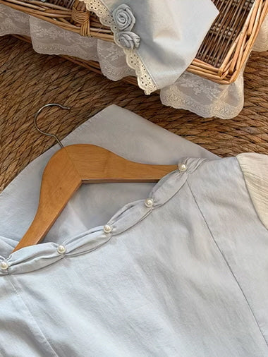 Vintage Grey Blue Cottagecore Dress