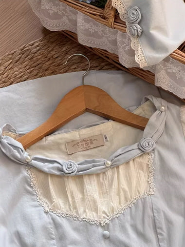 Vintage Grey Blue Cottagecore Dress