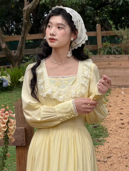 Buttercream Lace Prairie Cottagecore Dress
