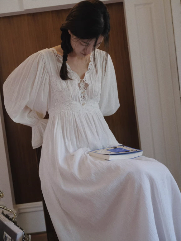 Whispering Night Cotton White Gown