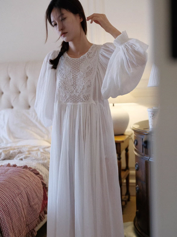 Whispering Lace Vintage Cotton Nightgown