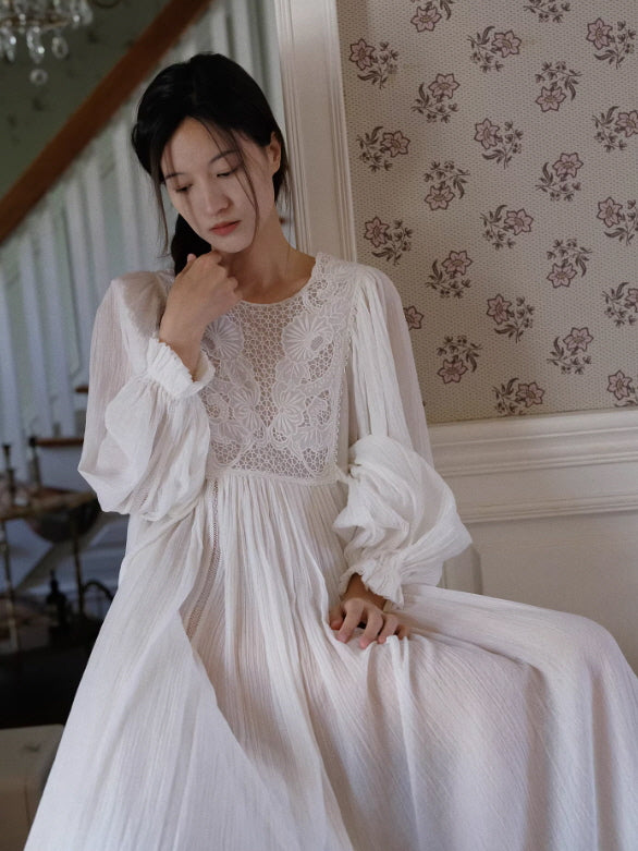 Whispering Lace Vintage Cotton Nightgown