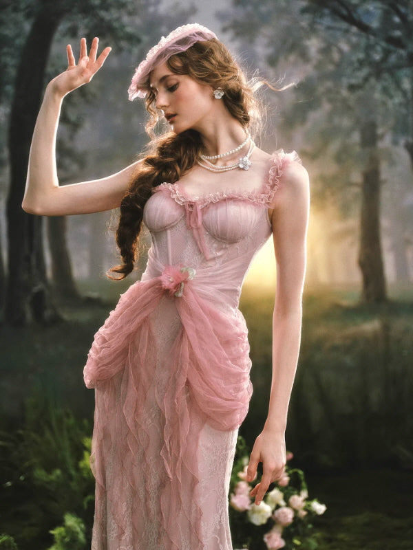 Rosy Whisper Fairy Corset Dress - Pink / XS