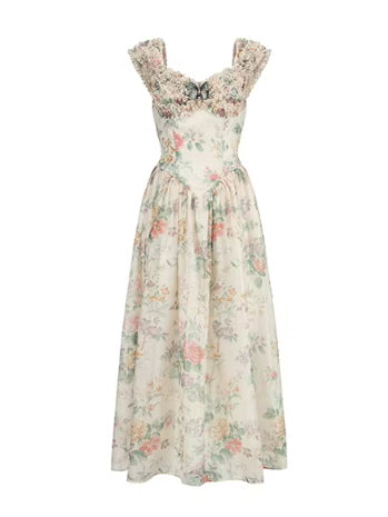 Enchanted Butterfly Floral Midi Dress
