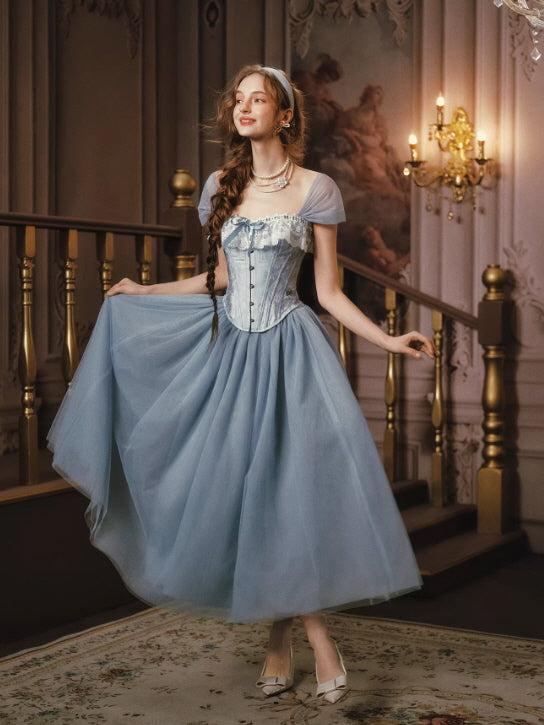 Blue Lace Ballet Corset