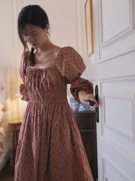 Crimson Garden Cottagecore Dress