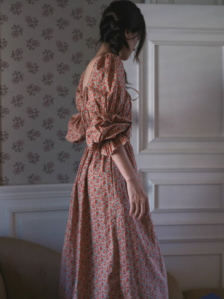 Crimson Garden Cottagecore Dress