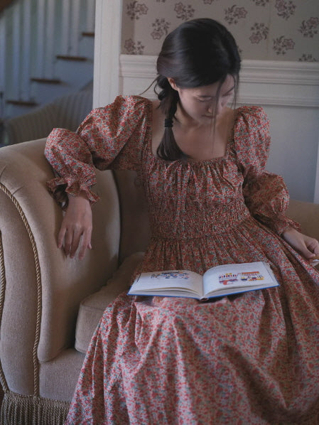 Crimson Garden Cottagecore Dress