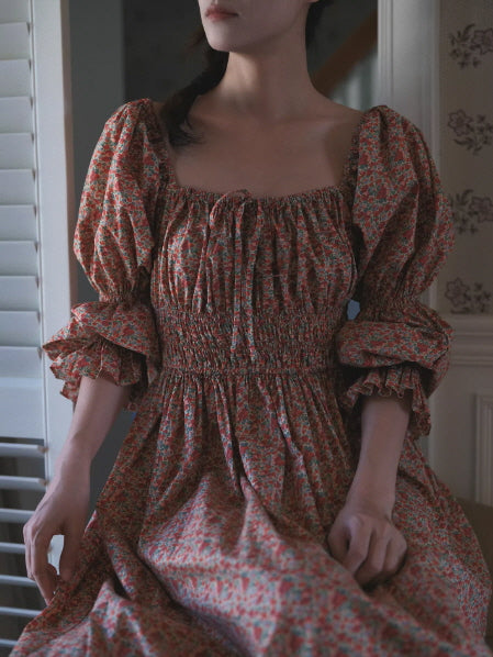 Crimson Garden Cottagecore Dress