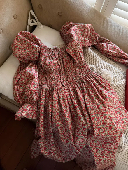 Crimson Garden Cottagecore Dress