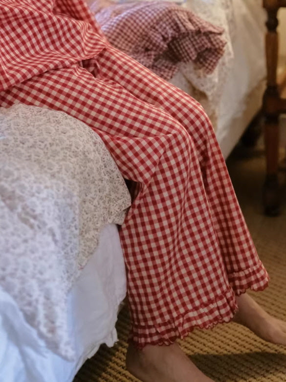 Rosy Picnic Gingham Pajama Set