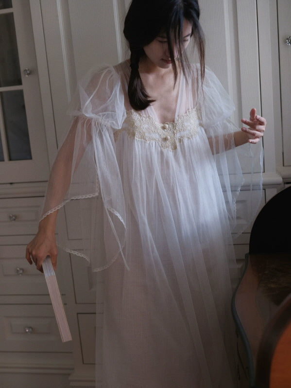 Celestial Whisper Lace Nightgown