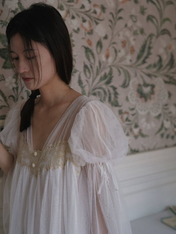 Celestial Whisper Lace Nightgown