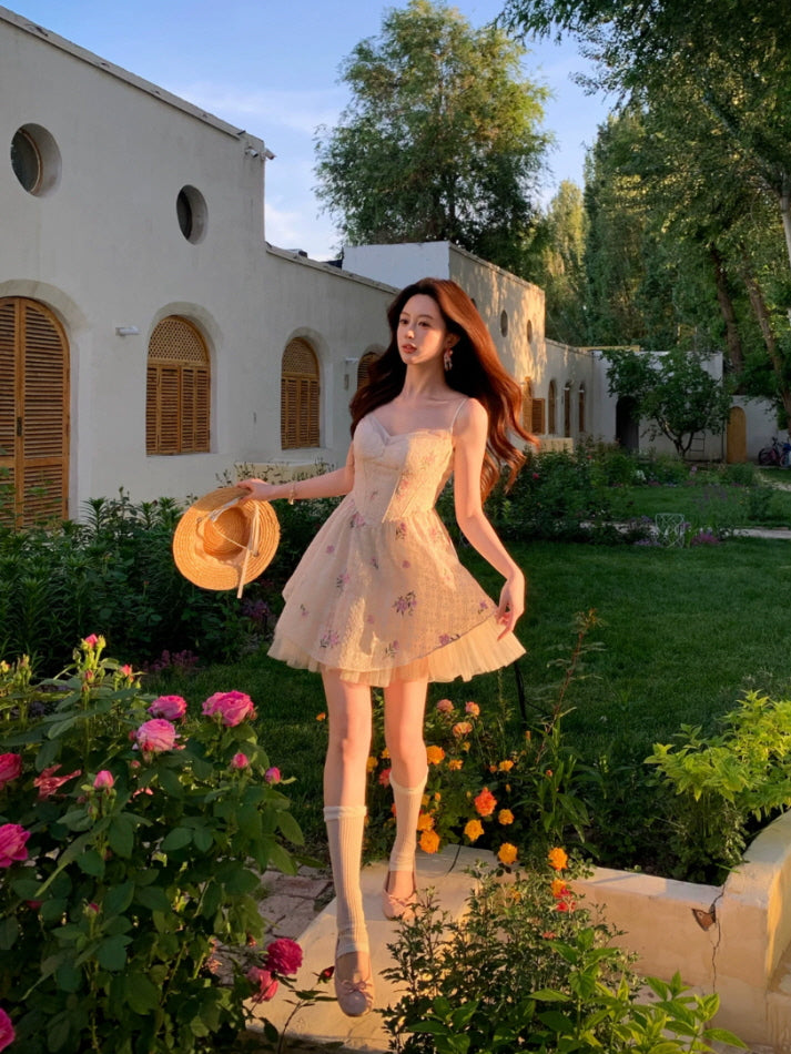 Blushing Meadow Floral Lace Mini Dress