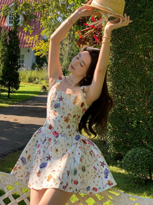 Enchanted Botanica Floral Fairycore Mini Dress