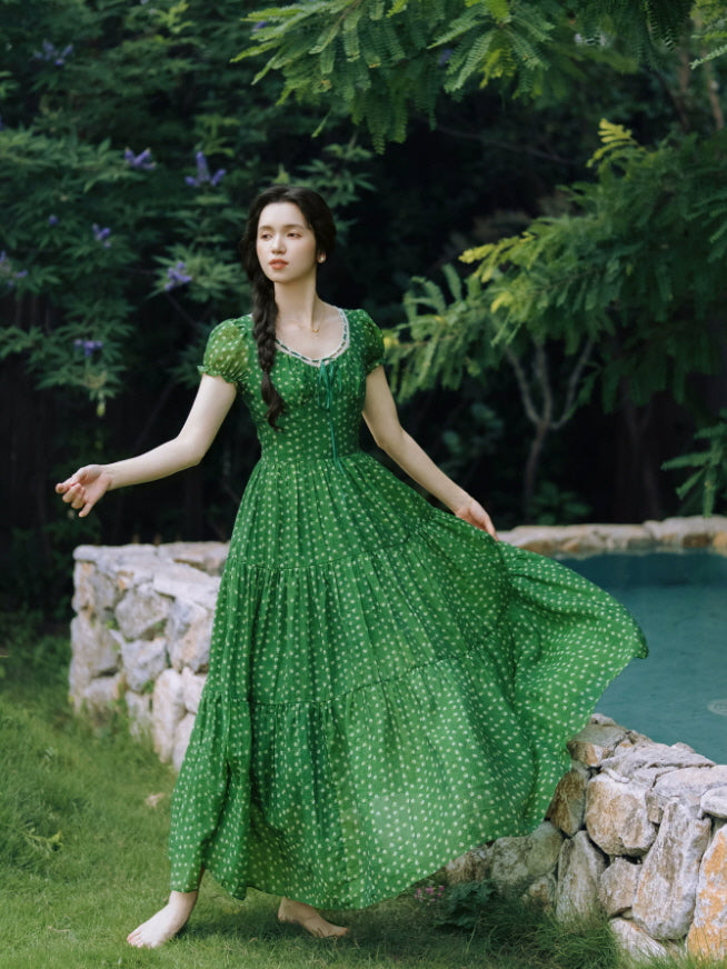 Emerald Meadow Floral Maxi Dress