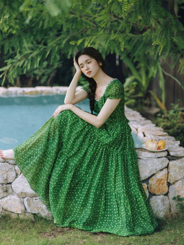 Emerald Meadow Floral Maxi Dress