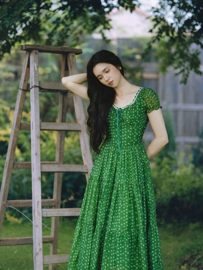 Emerald Meadow Floral Maxi Dress