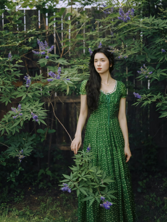 Emerald Meadow Floral Maxi Dress