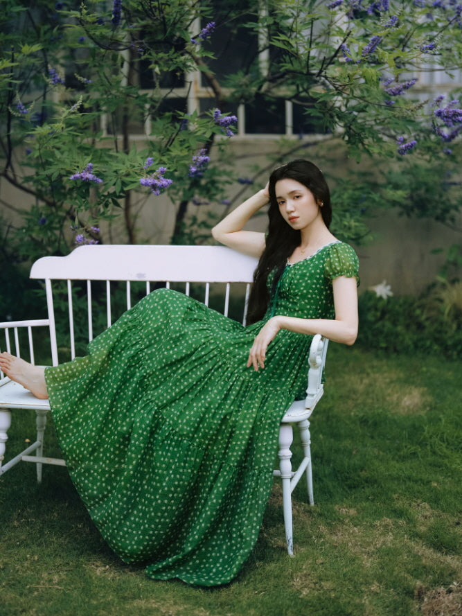 Emerald Meadow Floral Maxi Dress