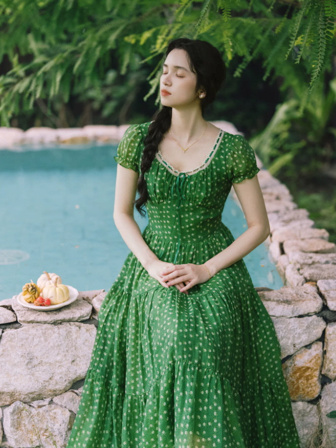 Emerald Meadow Floral Maxi Dress