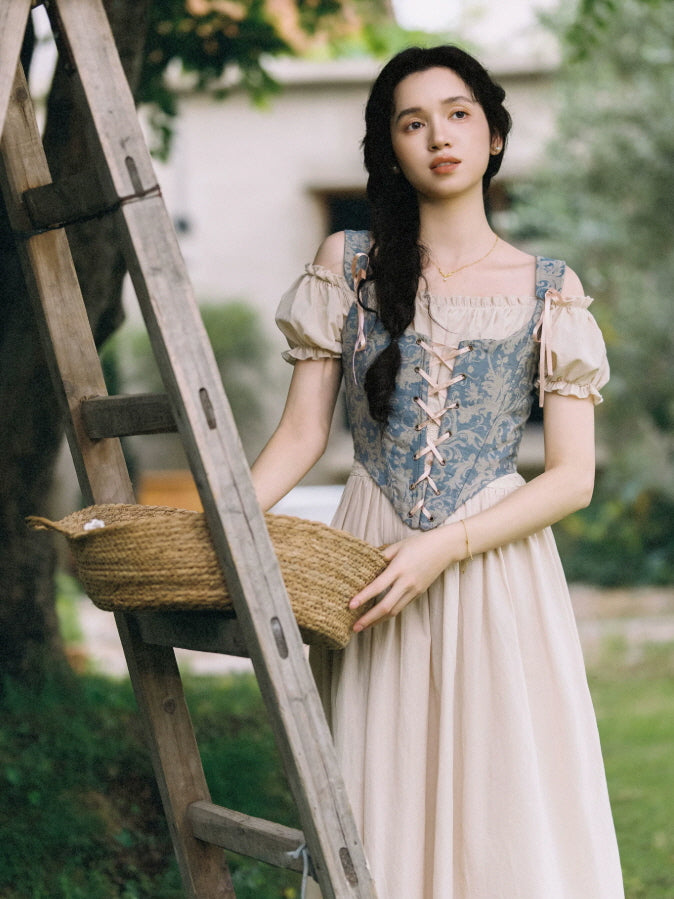 Vintage Blue Tapestry Corset