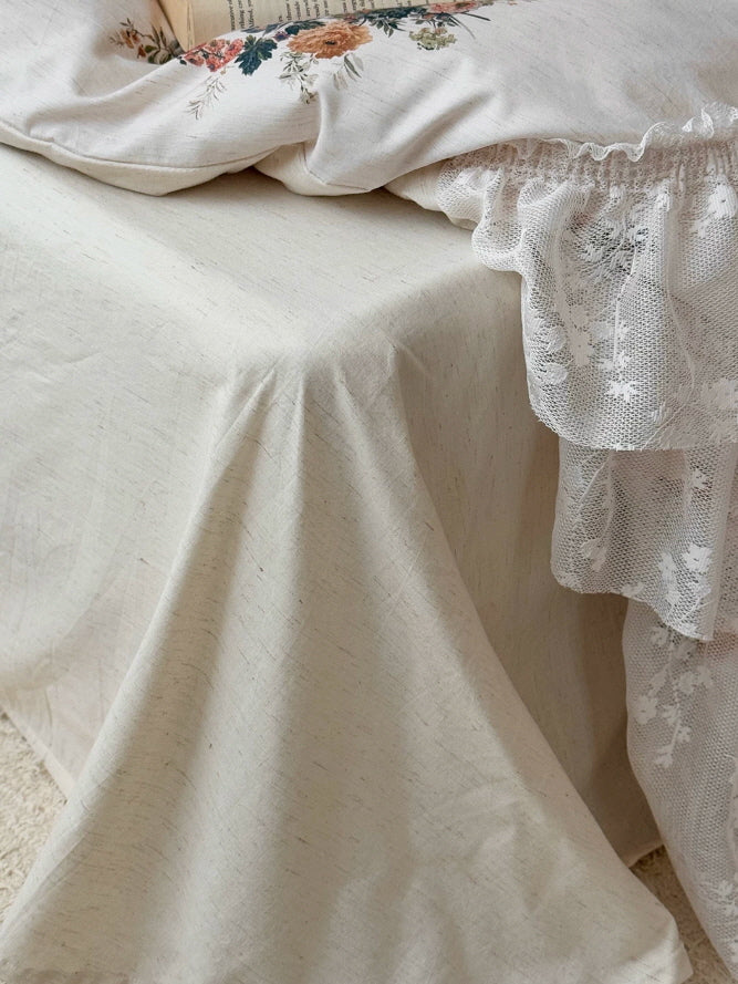 Vintage Garden Floral Lace Ruffle Bedding Set