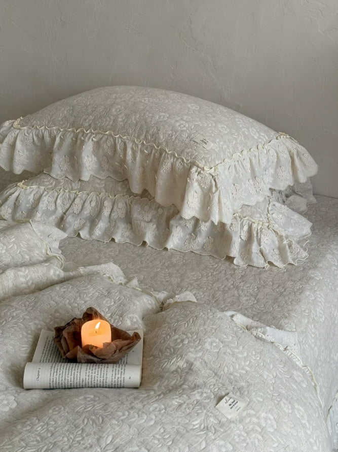 Ivory Meadow Floral Ruffle Bedding Set