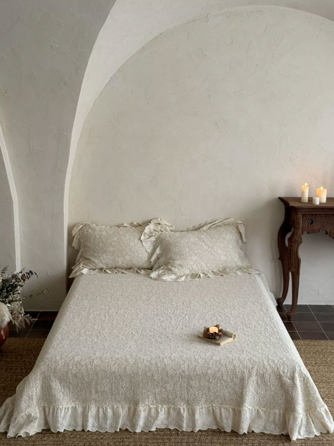 Ivory Meadow Floral Ruffle Bedding Set