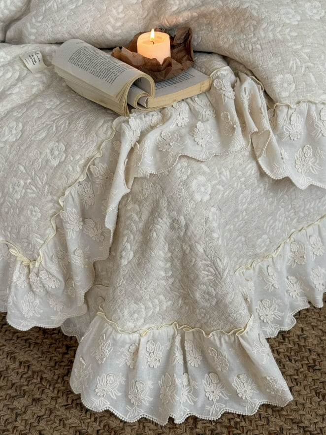 Ivory Meadow Floral Ruffle Bedding Set