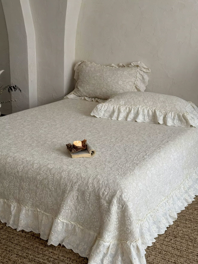 Ivory Meadow Floral Ruffle Bedding Set