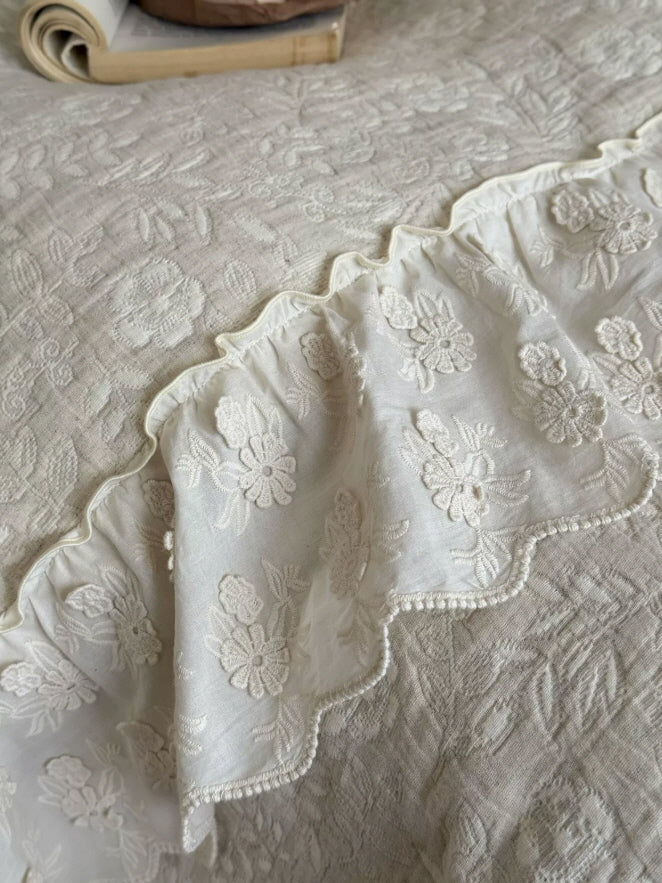 Ivory Meadow Floral Ruffle Bedding Set