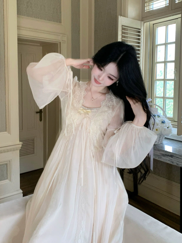 Ivory Lace Princess Nightgown & Slip Dress