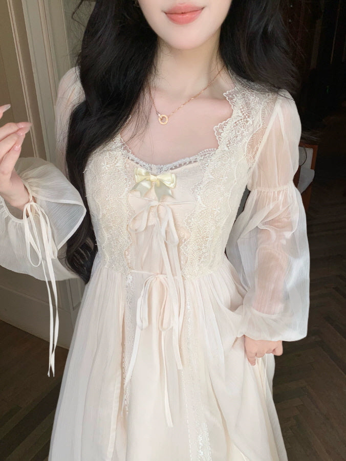 Ivory Lace Princess Nightgown & Slip Dress